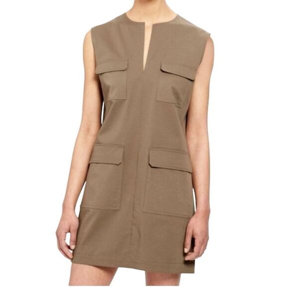 Theory olive green utilitarian cargo dress sleeveless size 10 - Picture 3 of 9